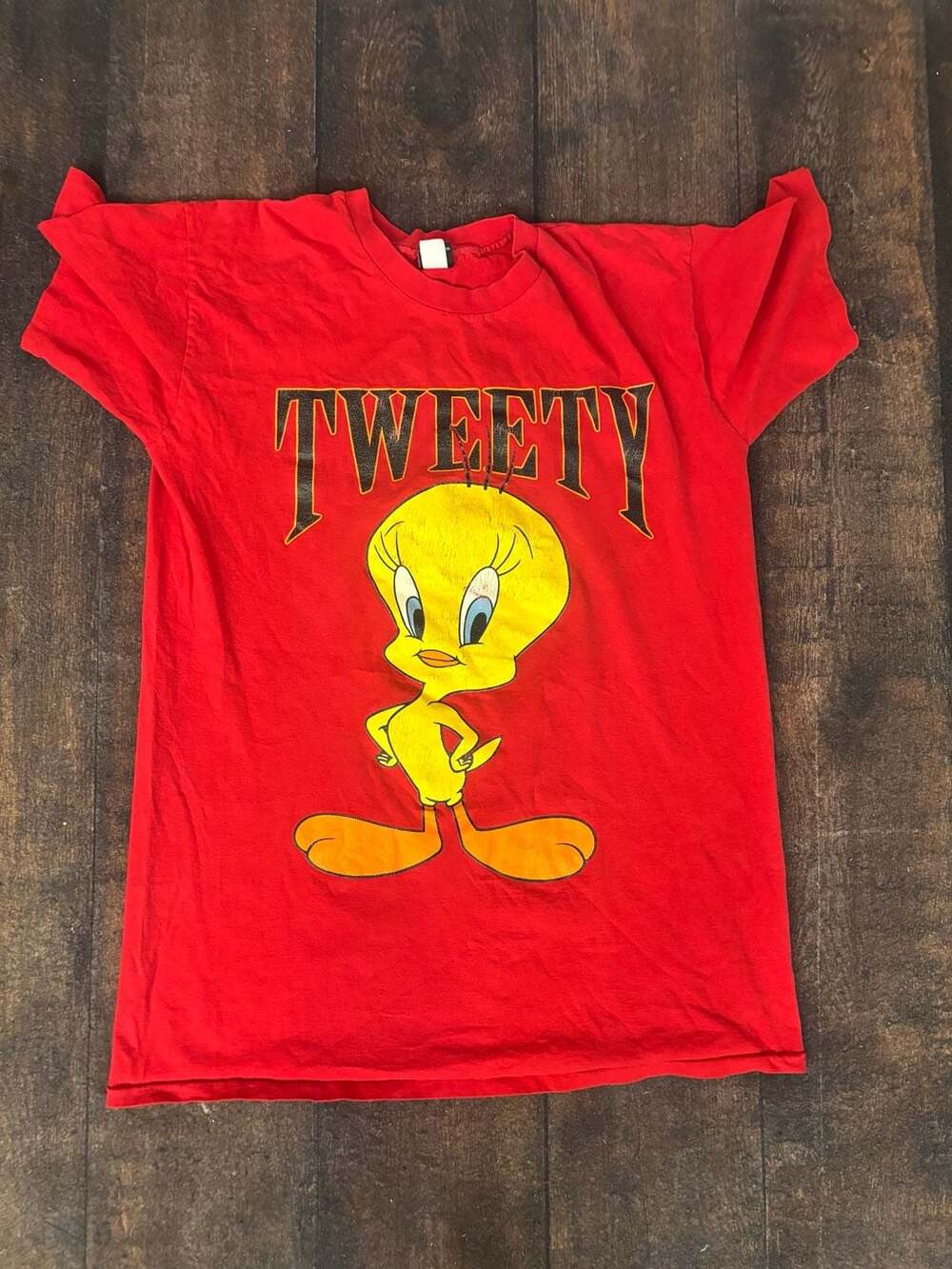 Warner Bros. Studio Store Tweety Bird Graphic T-Shirt Fits All Red